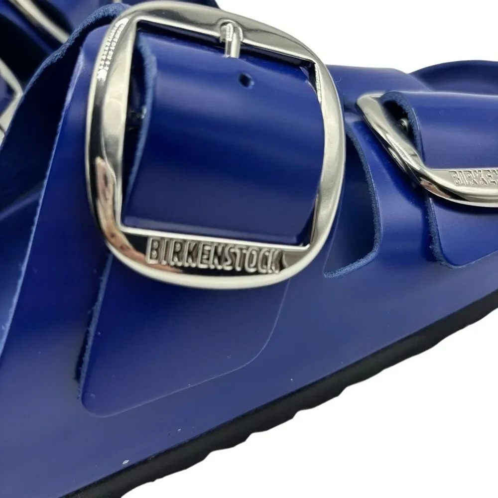 Birkenstock Arizona Big Buckle Natural Leather Patent High Shine Cobalt L-11 M-9 - Picture 8 of 9